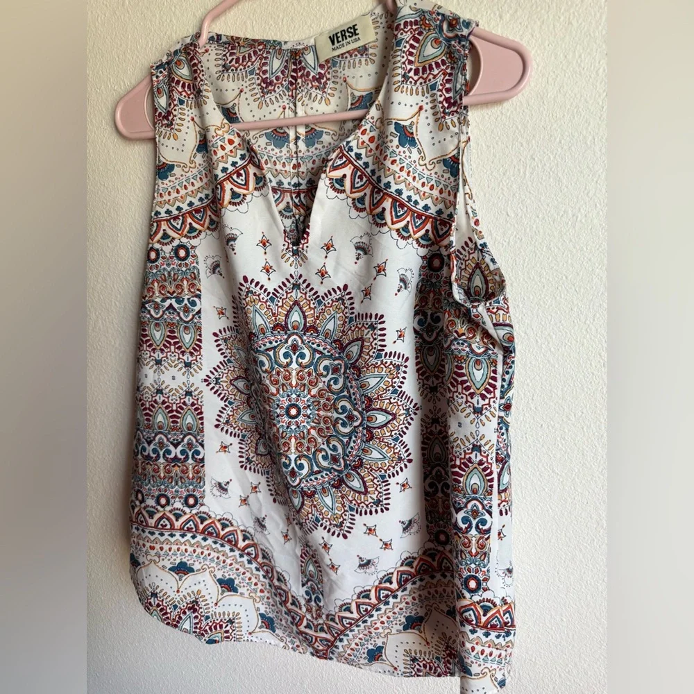 Verse Multicolor Mandala Print Sleeveless Boho Blouse - Picture 3 of 7
